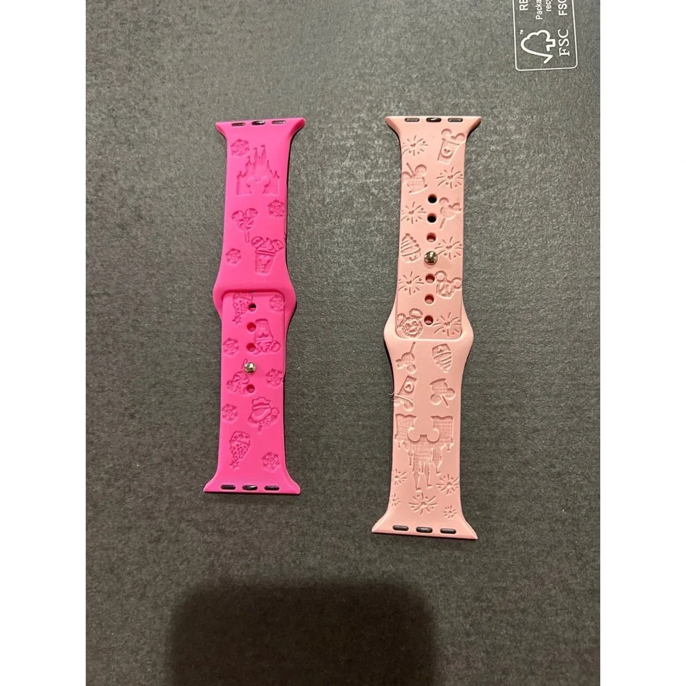 Disney Princess Castle Ice Cream Apple Watch Bands Set 38mm 40mm 41mm Pink Peach
